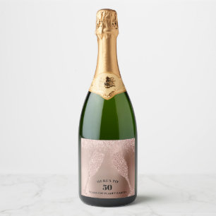 Een Toast van de Bubbly 50th Birthday Roos Gold Sparkling Wijnetiket