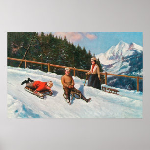 Een toboggans-schuifscène poster