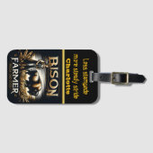 Een toegewijde boer die naar bizons in de prairie  bagagelabel (Voorkant (horizontaal))