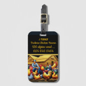 Een toegewijde Brahma kippenboer aan het werk buit Bagagelabel (Voorkant (verticaal))