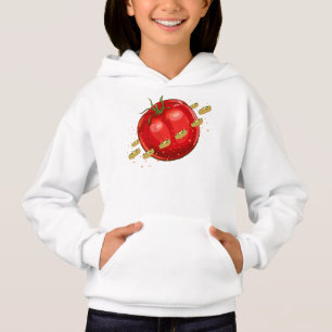 Een tomatenplaneet met pizzas om hem