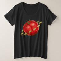 Een tomatenplaneet met pizzas om hem