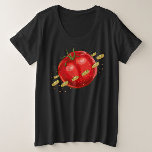 Een tomatenplaneet met pizzas om hem grote maat t-shirt