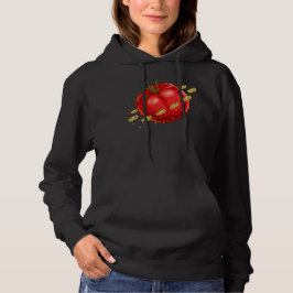 Een tomatenplaneet met pizzas om hem hoodie