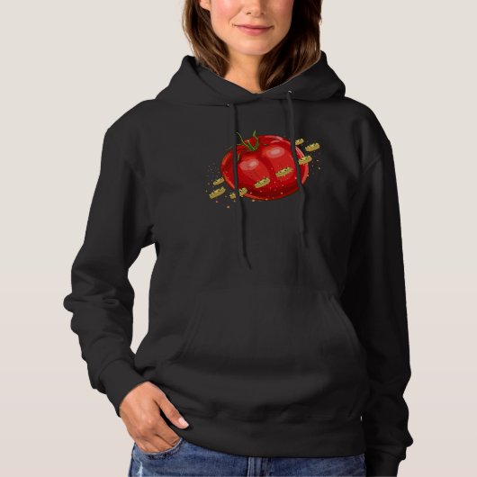 Een tomatenplaneet met pizzas om hem hoodie (Voorkant)