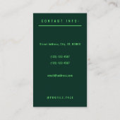 Eén toon modern elegant blauwgroen kalkgroen visitekaartje (Achterkant)
