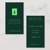 Eén toon modern elegant blauwgroen kalkgroen visitekaartje (Voorkant / Achterkant)