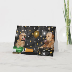 Een toost aan een Gouden Nieuwjaar Feestdagen Kaart