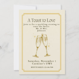 Een toost op de liefde verlovingsfeest uitnodiging