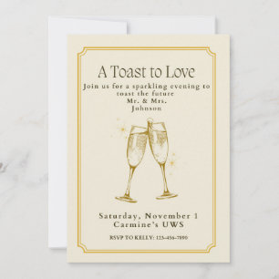 Een toost op de liefde verlovingsfeest uitnodiging