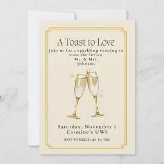 Een toost op de liefde verlovingsfeest uitnodiging