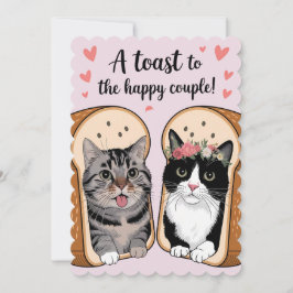 Een toost op het gelukkige paar Funny Cat Wedding Feestdagenkaart