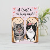 Een toost op het gelukkige paar Funny Cat Wedding Kaart (Staand voorkant)