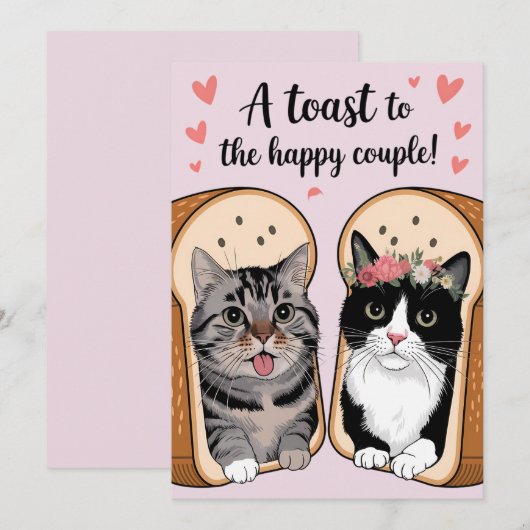 Een toost op het gelukkige paar Funny Cat Wedding Kaart (Voorkant / Achterkant)