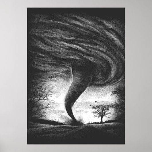 een tornado op een realistische weg poster (Voorkant)