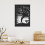 een tornado op een realistische weg poster (Keuken)