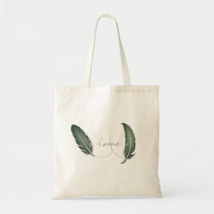 Een tote tas met een minimalistisch bladontwerp er