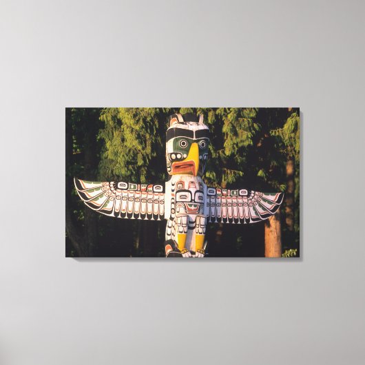 Een totempaal in Vancouver, Canada. Canvas Afdruk (Voorkant)