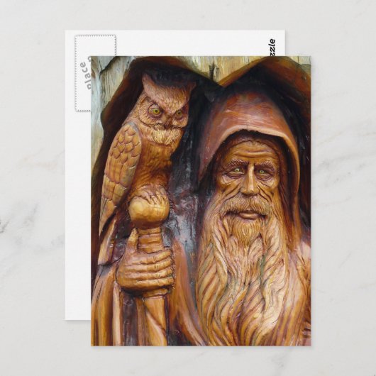 Een tovenaar en Owl ontstaan uit Cavern Briefkaart (Voorkant / Achterkant)