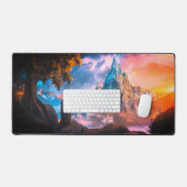 Een tovenaar met uitzicht op een prachtige berg bureaumat (Keyboard & Muis)
