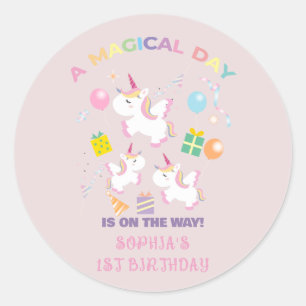 Een Toverachtige Eenhoorn Verjaardagsuitnodiging Ronde Sticker
