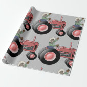 Een tractor uitlijnen cadeaupapier (Uitgerold)