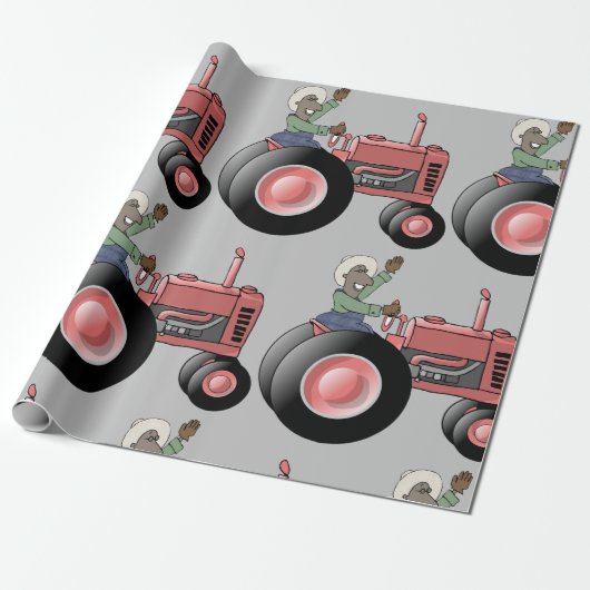 Een tractor uitlijnen cadeaupapier (Uitgerold)