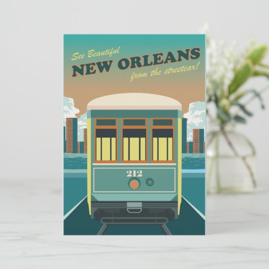 Een tram in New Orleans Kaart (Staand voorkant)