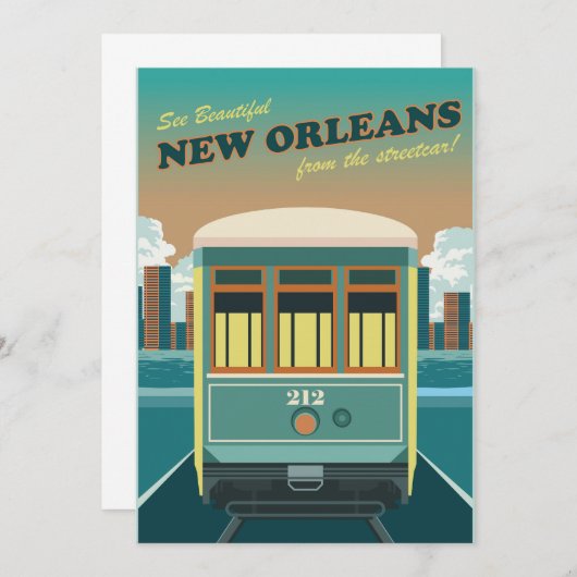 Een tram in New Orleans Kaart (Voorkant / Achterkant)
