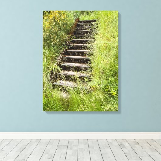 Een trap in het gras canvas afdruk (Insitu (Houten vloer))