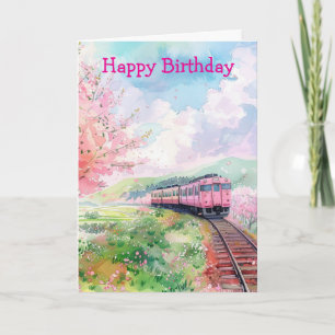Een trein in de lente kaart