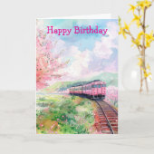 Een trein in de lente kaart (Gele Bloem)