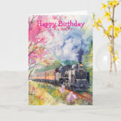 Een trein in de lente kaart (Gele Bloem)