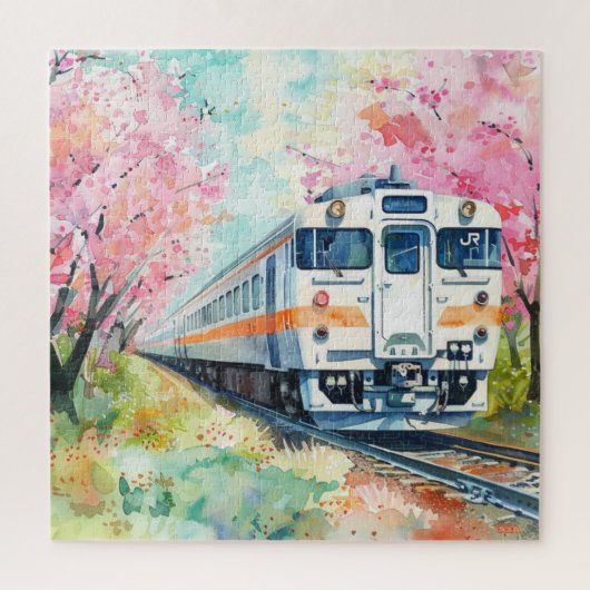 Een trein in de lente legpuzzel (Verticaal)