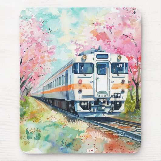 Een trein in de lente muismat (Voorkant)