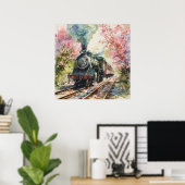 Een trein in de lente poster (Thuiskantoor)
