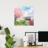 Een trein in de lente poster (Thuiskantoor)