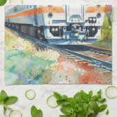 Een trein in de lente theedoek (Gevouwen)