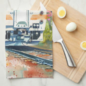 Een trein in de lente theedoek (Quarter Fold)