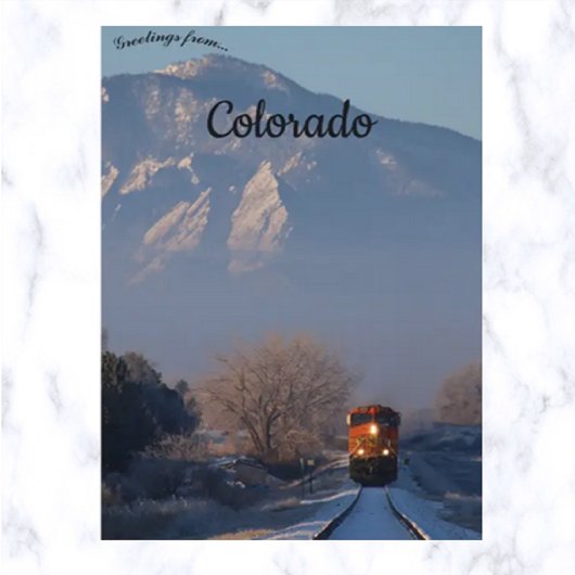 Een trein in de winter in Boulder Colorado Briefkaart