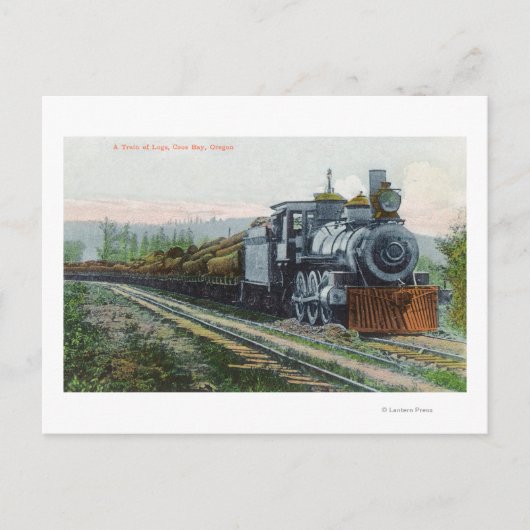 Een trein van LogsCoos Bay, OF Briefkaart (Voorkant)