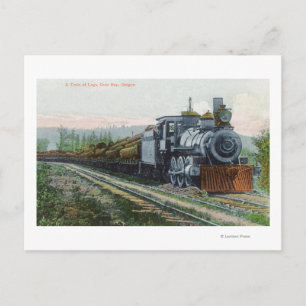 Een trein van LogsCoos Bay, OF Briefkaart