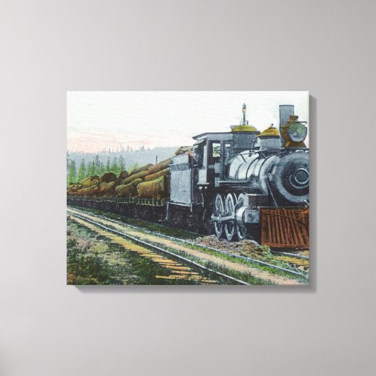 Een trein van LogsCoos Bay, OF Canvas Afdruk (Voorkant)
