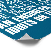 Een treinmachinist en 3 idioten grap  poster (Hoek)