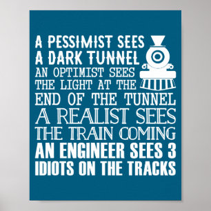 Een treinmachinist en 3 idioten grap poster