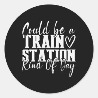 Een treinstation Kinda Day Ronde Sticker