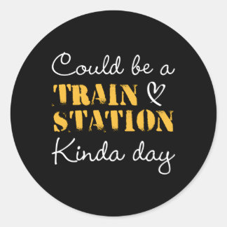 Een treinstation Kinda Day Ronde Sticker