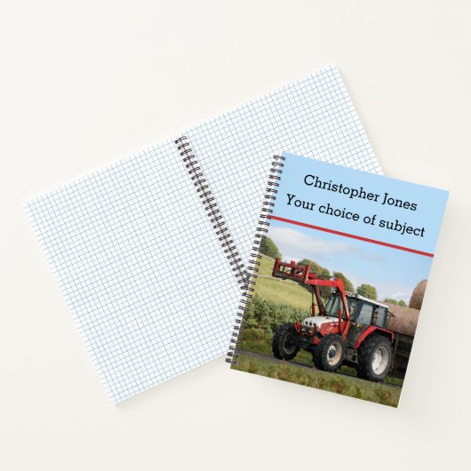 Een trekker en aanhangwagen met rode grays, jouw n notitieboek (Binnen)