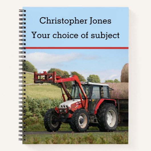 Een trekker en aanhangwagen met rode grays, jouw n notitieboek (Voorkant)