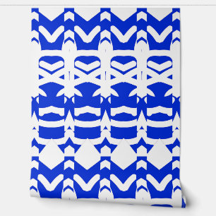 Een trendy blauw & wit "Ratti_Creative_Arts" Behang